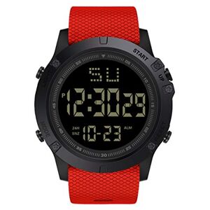 Generic Sports Watch Band Date Watch LED Quartz Digital Sport Rubber Men Fashion Alarm Sport Watch Wrist Watch Rubber Band (Red, One Size)