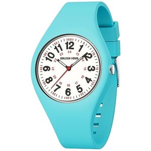 GOLDEN HOUR Analog Unisex Watches Waterproof Sports Digital Ladies Watches for Men, Nurse Medical Professionals, Students, Boys, Girls - Time Glowing Easy to Read Dial, Silicone Strap Womens Watch