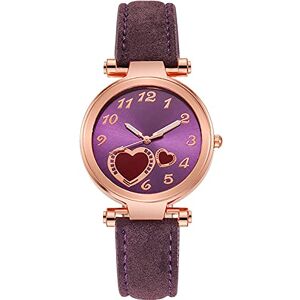 Rrunsv Watch Fashion Casual Style Watch for Ladies Heart Diamond Cute Style Quartz Watch Leather Strap Watches Analog Watch for Women Gold Watch Women