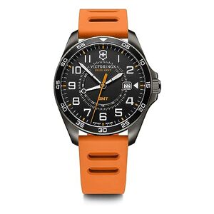 Victorinox FieldForce Sport GMT Watch - Premium Swiss Watch for Men - Stainless Steel Analog Wristwatch - Great Gift for Birthday, Holiday & More - Black Dial, Orange Rubber Strap, Black Dial and