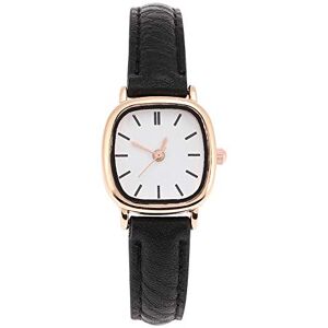 Generic Dainty Watch, Analog Watches, Analog Wristwatches, Women Analog Quartz Watch PU Strap Alloy Case Female Wristwatch (Black Strap White Dial) (Black Belt and White Plate)