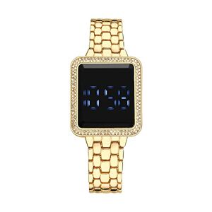 Generic The Trend LED Display Touchs Large Screen Ladies' Electronic Watches Luxury Diamond Watches Talking Watches for The Blind Women (Gold, One Size)