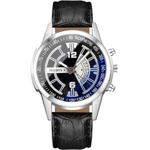 Leadthin Men's Quartz Watch, Men Quartz Watch Round Dial Alloy No Delay Adjustable Faux Leather Strap Time-Checking High Accuracy Wristwatch Business Commute