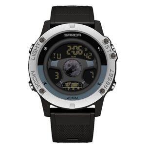 RORIOS Multifunctional Electronic Wristwatch Men's Creative Watch Fashion Digital Wrist Watch Waterproof Sport Watch for Men with Resin Strap Black Silver