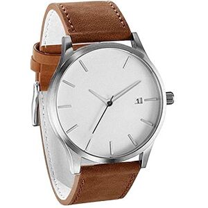 Qwutbpiyonitabhvnu ROSSOM Men Watch Couple Leather Band Analog Quartz Round Wrist Women Watch Brown Strap Horloges White Dial Women Watch