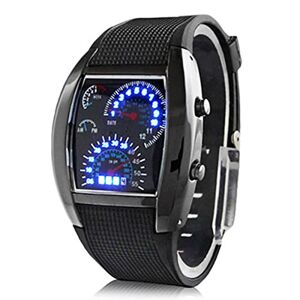 YONY Fashion Men Stainless Steel Luxury Sport Analog Quartz LED Wrist Digital Watch Top Luxury Electronics Watches-Black