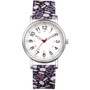 JewelryWe Womens Nurse Wrist Watch: Ladies Quartz Analog White Dial Easy Read Silicone Strap Doctor Watches