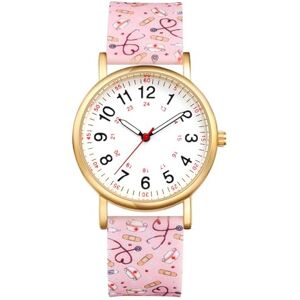 JewelryWe Womens Nurse Wrist Watch: Ladies Quartz Analog White Dial Easy Read Silicone Strap Doctor Watches