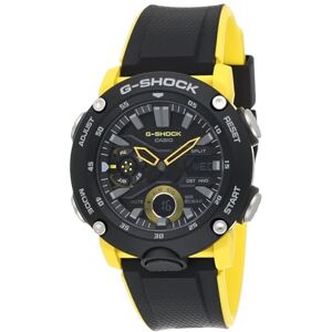 Casio G-Shock GA-2000-1A9DR Resin Band Analog-Digital Watch for Men - Black and Yellow, black, strap