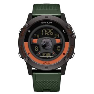 RORIOS Multifunctional Electronic Wristwatch Men's Creative Watch Fashion Digital Wrist Watch Waterproof Sport Watch for Men with Resin Strap Black Green