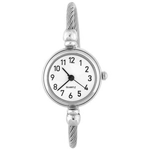 Agatige Bracelet Quartz Round Watch,4Colors Female Analog Round Quartz Alloy Strap Open Bracelet Watch Wristwatch(Numerals White Dial)