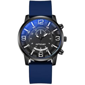 jyibinee Silicone Strap Watch Trendy Men Timekeeper Casual Round Dial Teens Male Sports Quartz Digital Wrist Fashion Jewelry Birthday Blue