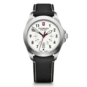 Victorinox Heritage Analog Quartz Watch with White Dial and Black Leather Strap