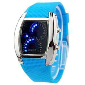 YONY Fashion Men Stainless Steel Luxury Sport Analog Quartz LED Wrist Digital Watch Top Luxury Electronics Watches-Sky Blue