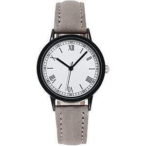 DOGZI Ladies Watch Sale,Women Quartz Watches Fashion PU Leather Band Analog Quartz Wrist Watches Simlpe Casual Roman Number Round Dial Case Female Watches Gifts,Gray,U52K