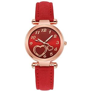 Rrunsv Watch Fashion Casual Style Watch for Ladies Heart Diamond Cute Style Quartz Watch Leather Strap Watches Analog Watch for Women Gold Watch Women