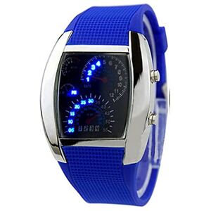 YONY Fashion Men Stainless Steel Luxury Sport Analog Quartz LED Wrist Digital Watch Top Luxury Electronics Watches-Blue