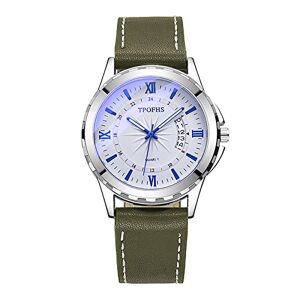Rrunsv Mens Watch Digital Men's Gemstone Inspireds Leather Strap Watch Fashion Men's Watches (B, One Size)