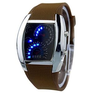 YONY Fashion Men Stainless Steel Luxury Sport Analog Quartz LED Wrist Digital Watch Top Luxury Electronics Watches-Coffee