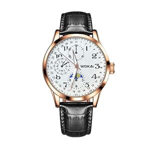 Singular-Point Luminous Waterproof Mechanical Watch Men's Analog Quartz Watch Leather Strap Watch Men's Simple Business Watch