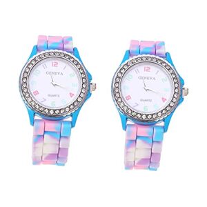 TENDYCOCO 2pcs Toddler Girl Bracelet Kids Sports Watch Bracelets for Couples Girl Gifts Dress Brown for Girl Diamond Watch for Kids Womans Watch Kids Digital Watch Camouflage Child