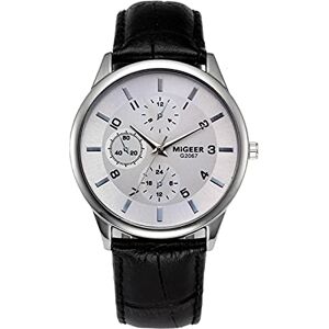 Yuwegr Men's Watch Chronograph Quartz Movement Analog Men's Watch Alloy Dial Leather Strap Minimalist Casual Men's Watch (B)