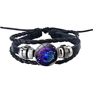 JMEDIC Bracelet Leather Men's Bracelets Rope Women's Constellation Twelve and Bracelets Men Watch Digital (E, One Size)