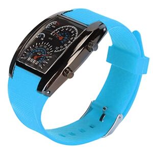 HURRISE LED Electronic Watch, Classic Digital Watches Adjustable Racing Dashboard Wristwatch(Light Blue Belt)