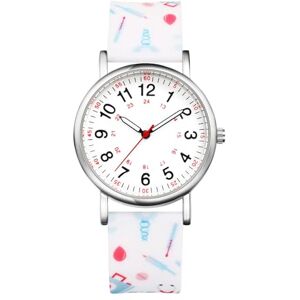 JewelryWe Womens Nurse Wrist Watch: Ladies Quartz Analog White Dial Easy Read Silicone Strap Doctor Watches