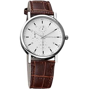 Wizoowip Casual Men Watch Formal Watches Chronograph Analog Quartz Belt Strap Wristwatch Gift for Boyfriend Brown A