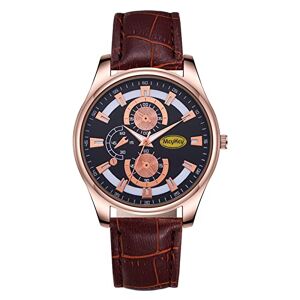 Singular-Point Business Quartz Watches for Adults, Men's Watch Classic Three Dial Analog Quartz Watch Japanese Movement Simple Business Watch Leather Strap Men's Clothing Accessories Casual Watch