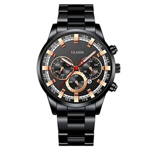 hahuha Retro Watch Fashion Sport Men's Stainless Steel Case Steel Band Quartz Analog Wrist Watch Watch with A Second Hand (G-C, One Size)
