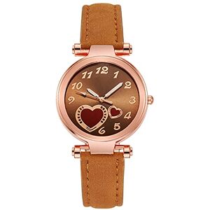 Rrunsv Watch Fashion Casual Style Watch for Ladies Heart Diamond Cute Style Quartz Watch Leather Strap Watches Analog Watch for Women Gold Watch Women