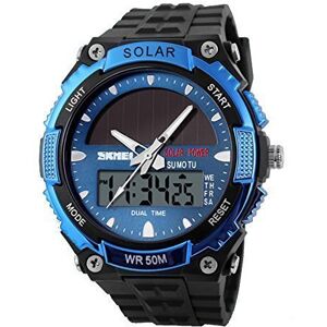 SKMEI 1049A Mens Solar Power LED Analogue-Digital Alarm Military Sports Watch Blue