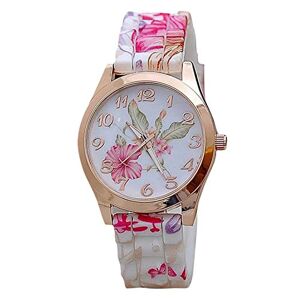 KEERADS Women Watches, Hot Fashion Women Silicone Floral Printed Analog Wrist Watch Bracelet Gift (A)