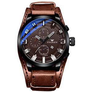 Oidea Punk Leather Mens Watches: Coffee Color Strap White Dial Waterproof Date Chronograph Quartz Analog Watch Wrist Watches for Men Military Watch Business Work Sport Casual Watch