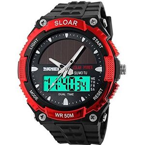 SKMEI 1049 Solar Power Men Waterproof Quartz Analog Digital Sports Wrist Watch Red