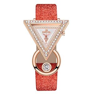 Singular-Point Women Triangle Watch Luxury Diamond Watch Shiny Crystal Analog Quartz Watch Leather Strap Luxury Vintage Temperament Ladies Watch Gift