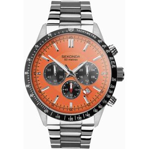 Sekonda Sekonda Velocity Chronograph Men's Watch   Stainless Steel Case & Bracelet with Orange Dial   30025