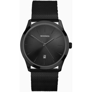 Sekonda Sekonda Minimal Men's Watch   Black Case & Stainless Steel Mesh Bracelet with Black Dial   30048