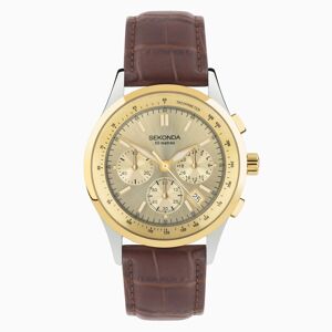 Sekonda Sekonda Racer Chronograph Men's Watch   Two Tone Alloy Case & Brown Leather Strap with Champagne Dial   30110