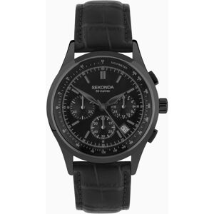 Sekonda Sekonda Racer Chronograph Men's Watch   Black Alloy Case & Leather Strap with Black Dial   30113