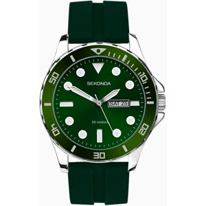 Sekonda Sekonda Balearic Men's Watch   Silver Alloy Case & Green Rubber Strap with Green Dial   30119