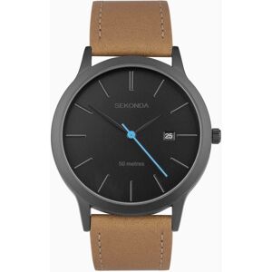 Sekonda Sekonda Bergen Men's Watch   Black Alloy Case & Tan Leather Strap with Black Dial   30133