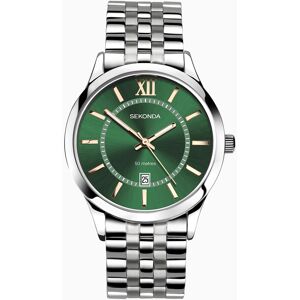 Sekonda Sekonda Classic Men's Watch   Silver Alloy Case & Stainless Steel Bracelet with Green Dial   30140