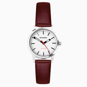 Sekonda Sekonda Nordic Ladies Watch   Silver Case & Red Leather Strap with White Dial   40483