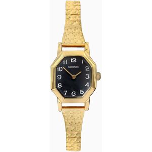 Sekonda Sekonda Mila Ladies Watch   Gold Case & Stainless Steel Bracelet with Black Dial   40497