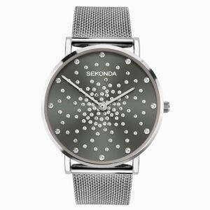 Sekonda Sekonda Celeste Ladies Watch   Silver Case & Stainless Steel Mesh Bracelet with Grey Dial   40498