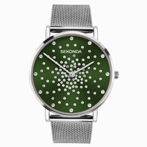 Sekonda Sekonda Celeste Ladies Watch   Silver Case & Stainless Steel Mesh Bracelet with Green Dial   40499