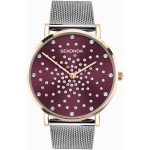 Sekonda Sekonda Celeste Ladies Watch   Silver Case & Stainless Steel Mesh Bracelet with Red Dial   40500